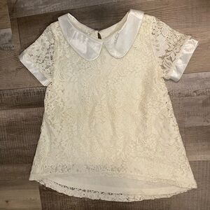 Chasing Fireflies Girls Lace Peter Pan Collar Top sz 7